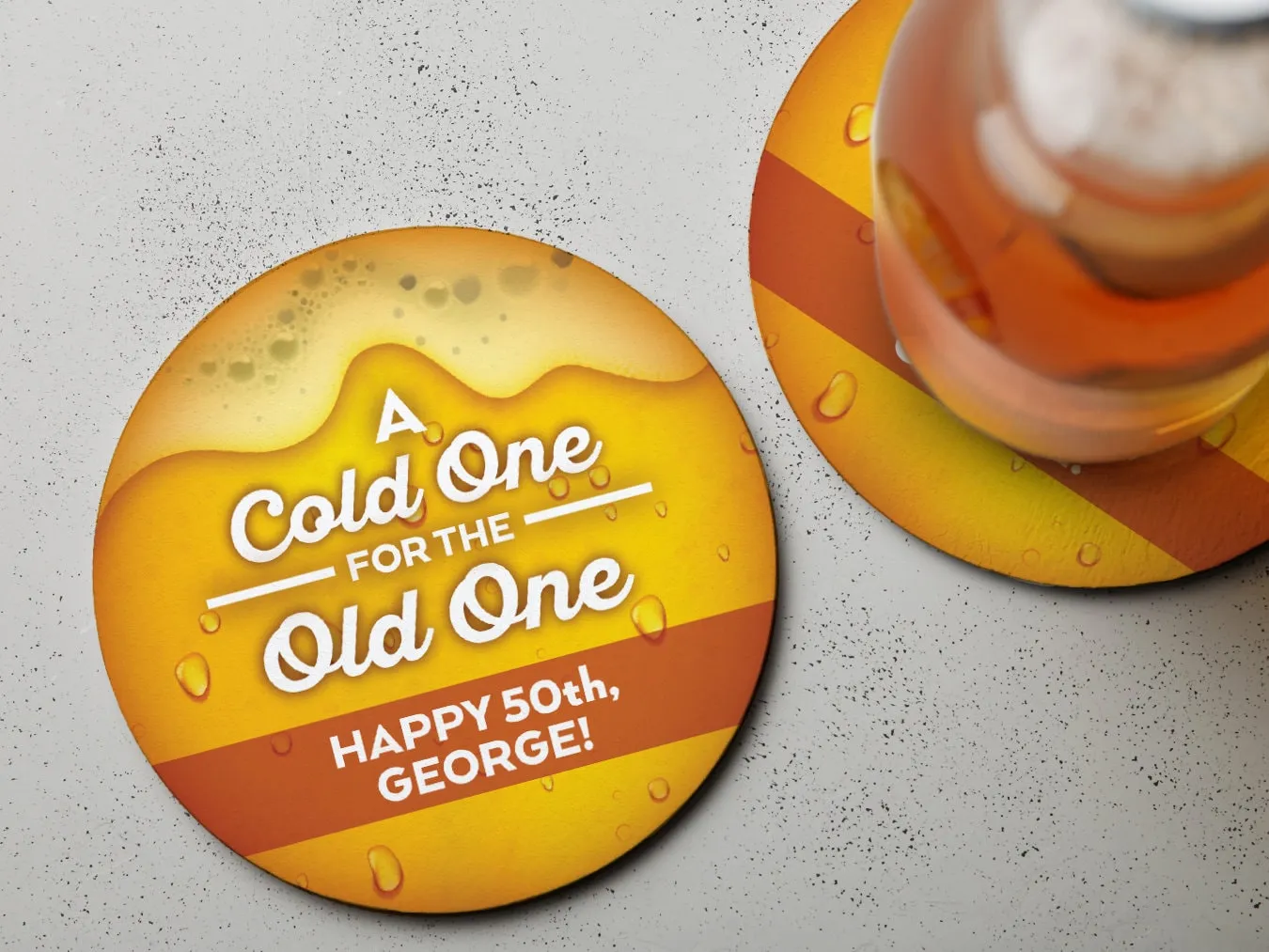A Cold One For The Old One Birthday Coasters