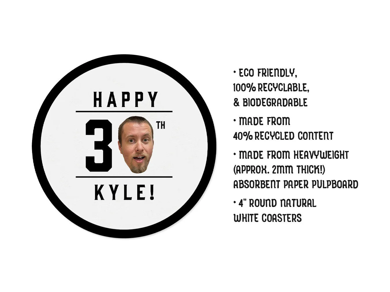 Add Your Photo | Face Cutout Birthday Coasters