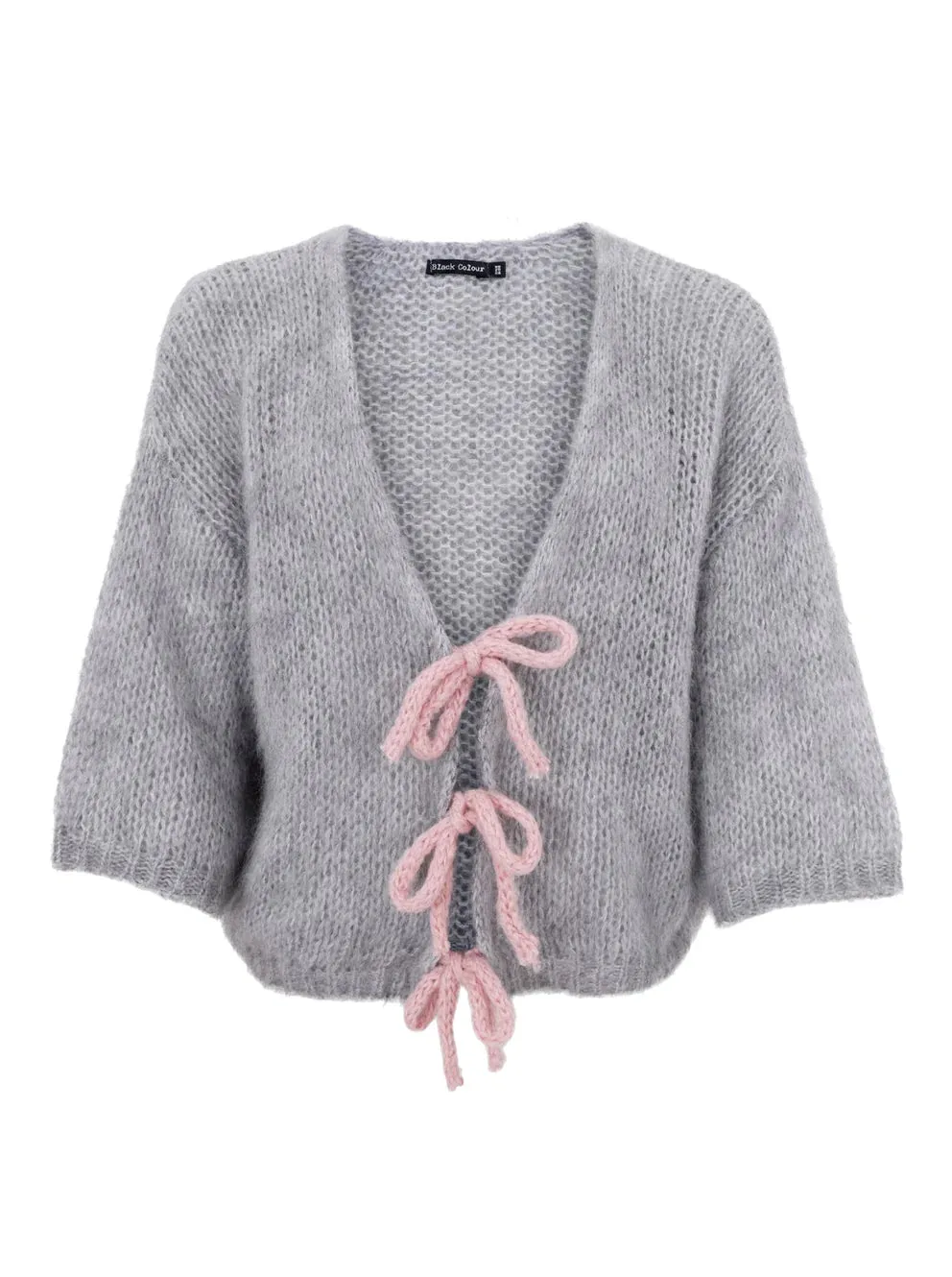Bccasey Bow Cardigan Grey/Rose