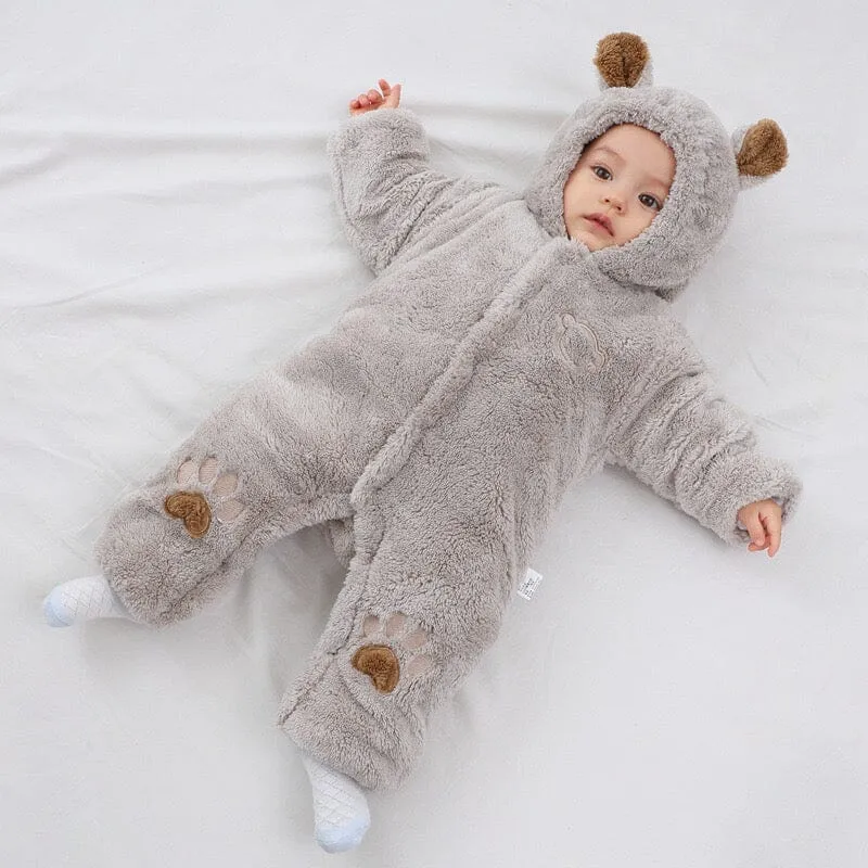 Bear Claw Winter Plush Padded Romper