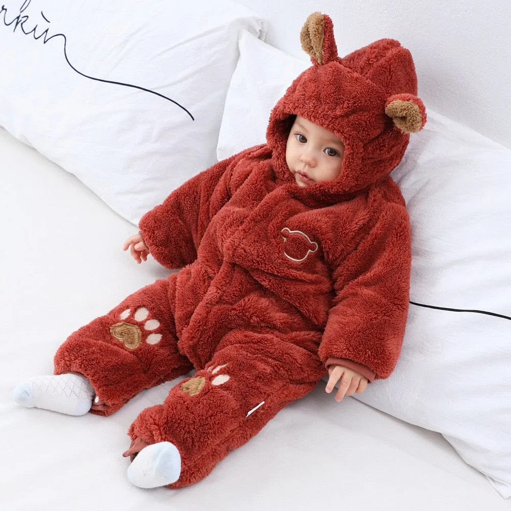 Bear Claw Winter Plush Padded Romper