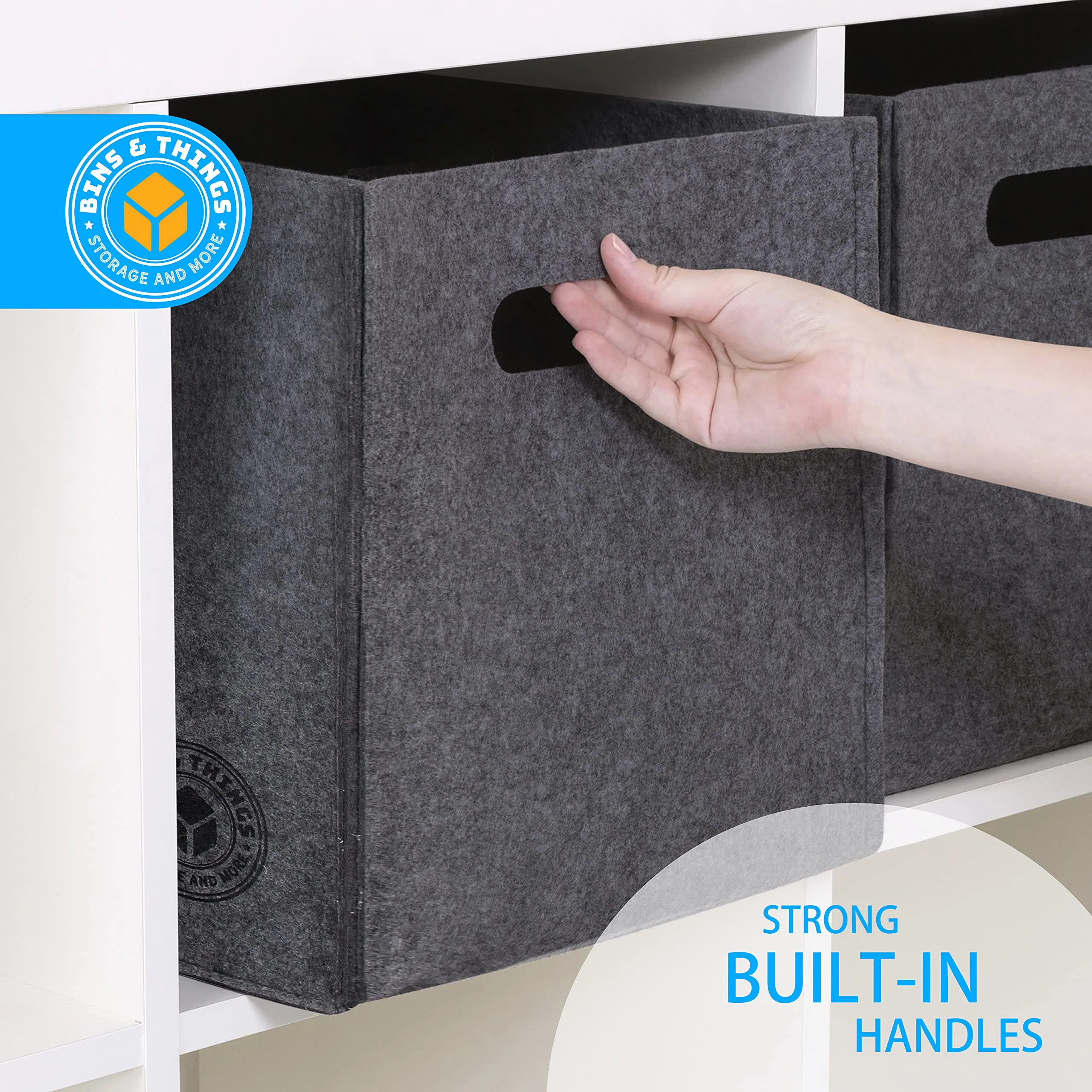 Bins & Things Large Felt Folding Storage Basket (27.5 x 15 x 15 Inches) Thick Felt Home