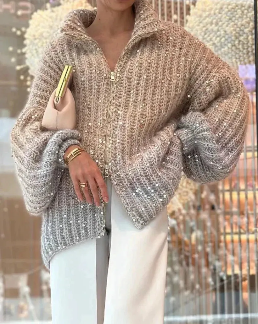 CASSIDY - GLITTERING CARDIGAN SWEATER