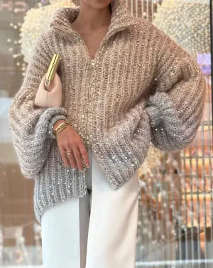 CASSIDY - GLITTERING CARDIGAN SWEATER