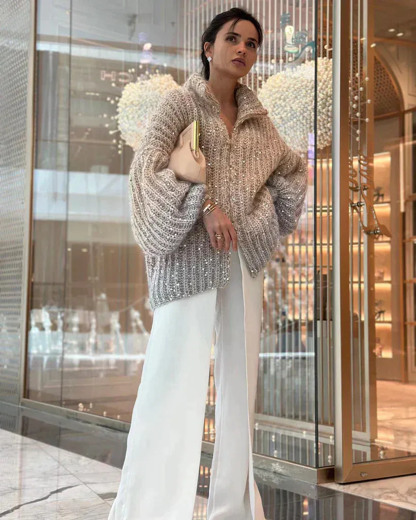 CASSIDY - GLITTERING CARDIGAN SWEATER