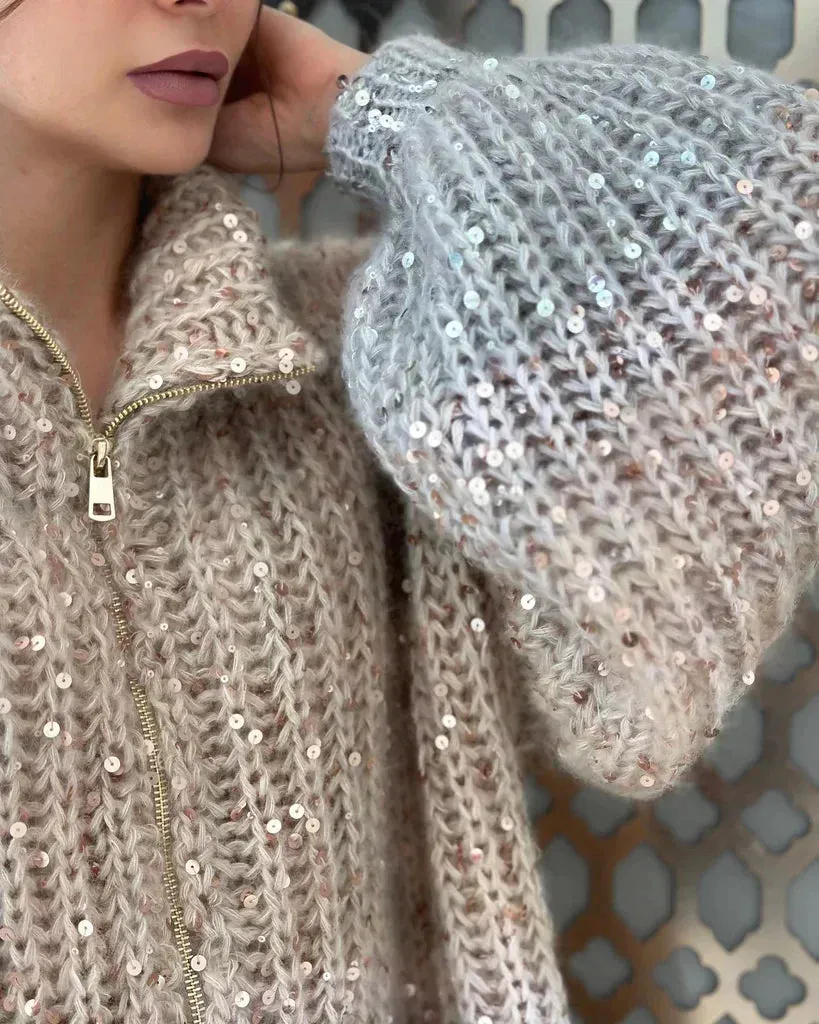 CASSIDY - GLITTERING CARDIGAN SWEATER