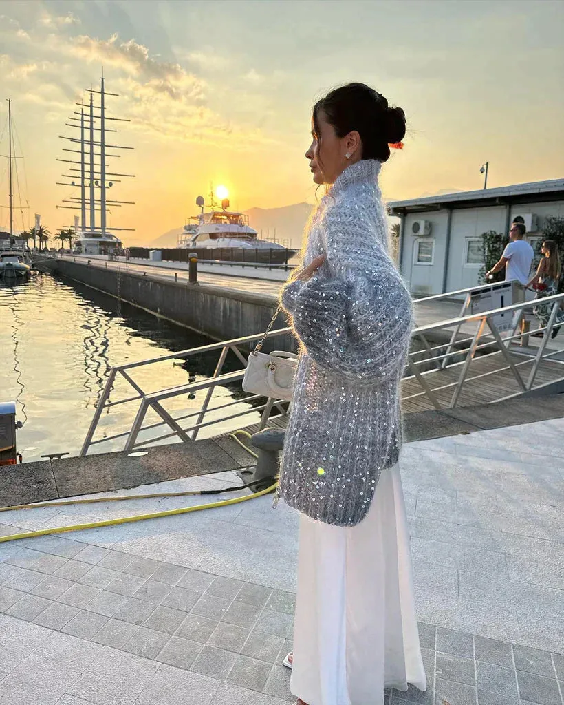 CASSIDY - GLITTERING CARDIGAN SWEATER