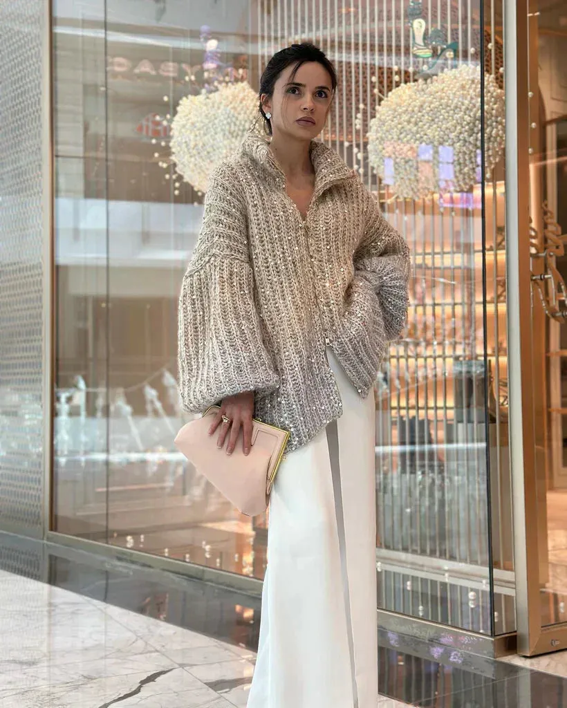 CASSIDY - GLITTERING CARDIGAN SWEATER