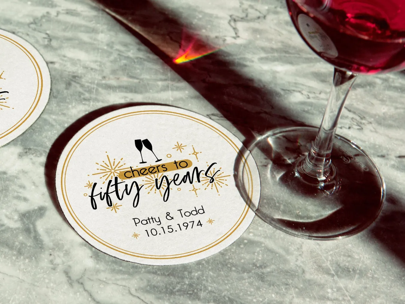 Cheers to Fifty Years Wedding Anniversary Coasters