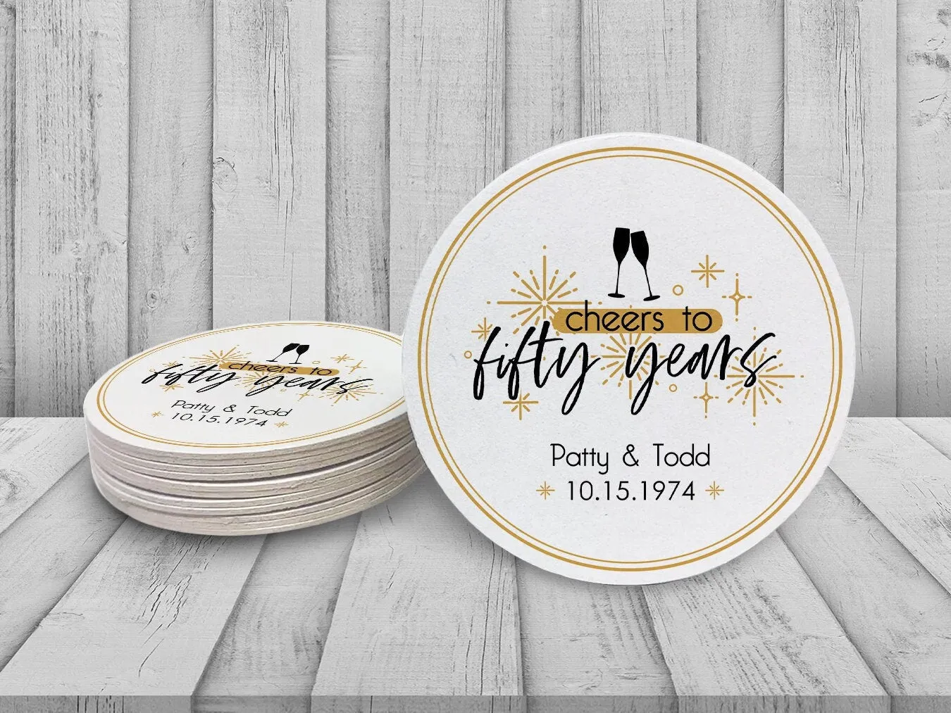 Cheers to Fifty Years Wedding Anniversary Coasters