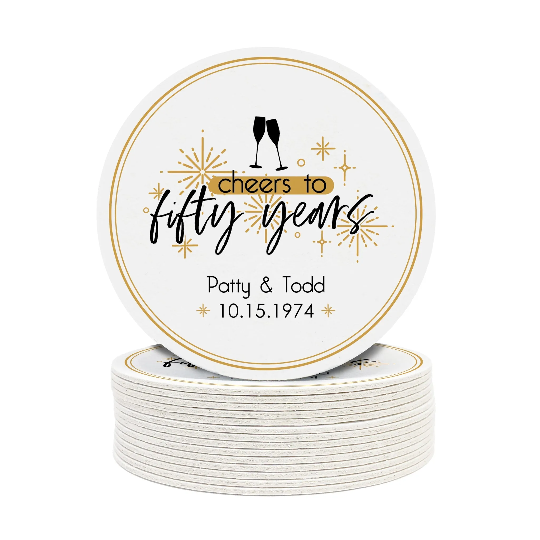 Cheers to Fifty Years Wedding Anniversary Coasters