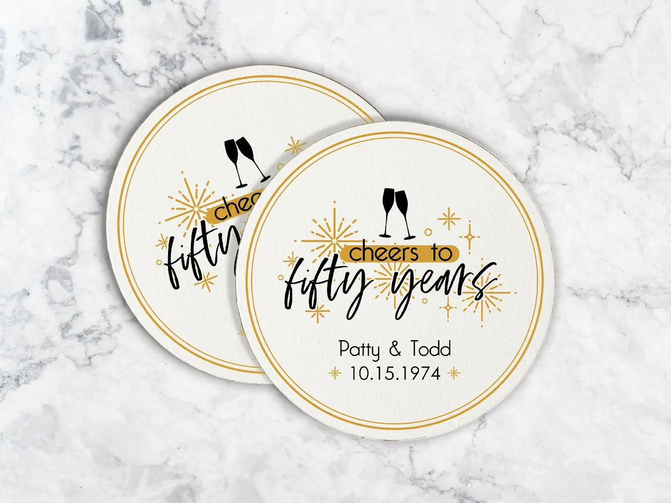 Cheers to Fifty Years Wedding Anniversary Coasters