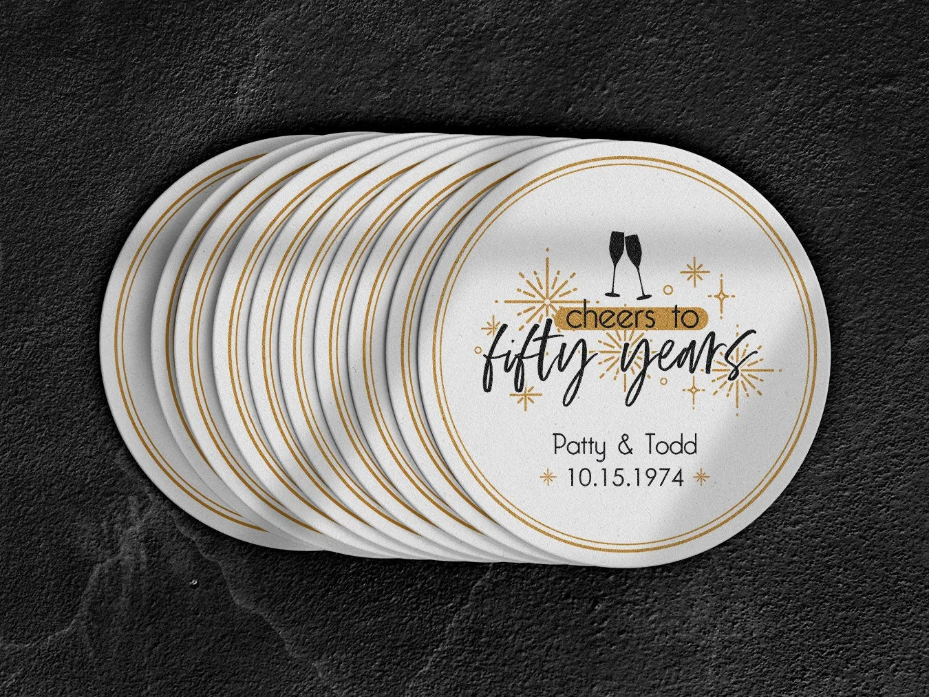 Cheers to Fifty Years Wedding Anniversary Coasters