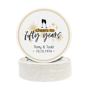 Cheers to Fifty Years Wedding Anniversary Coasters