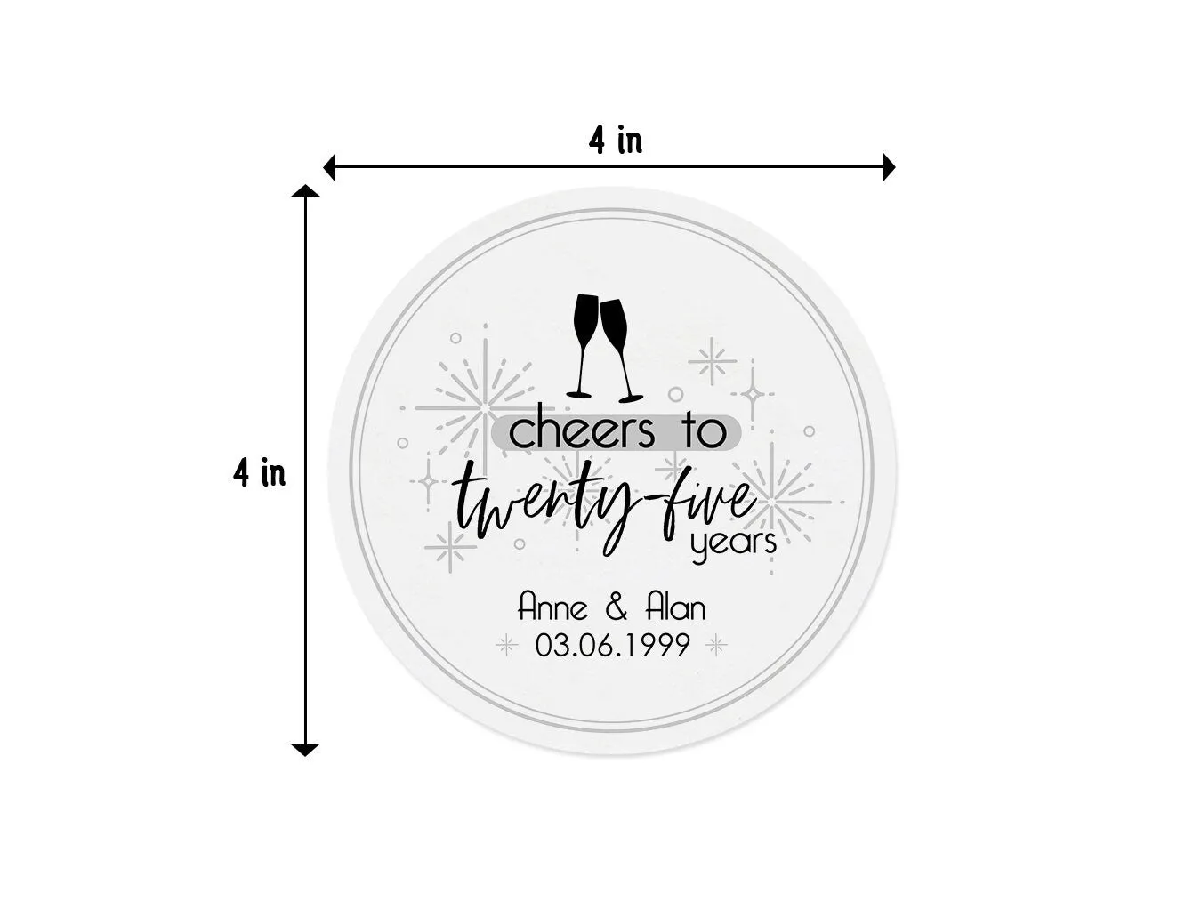 Cheers to Twenty-Five Years Wedding Anniversary Coasters