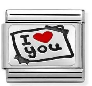 Classic S/steel,enamel,925 silver,I love you card   330208/50