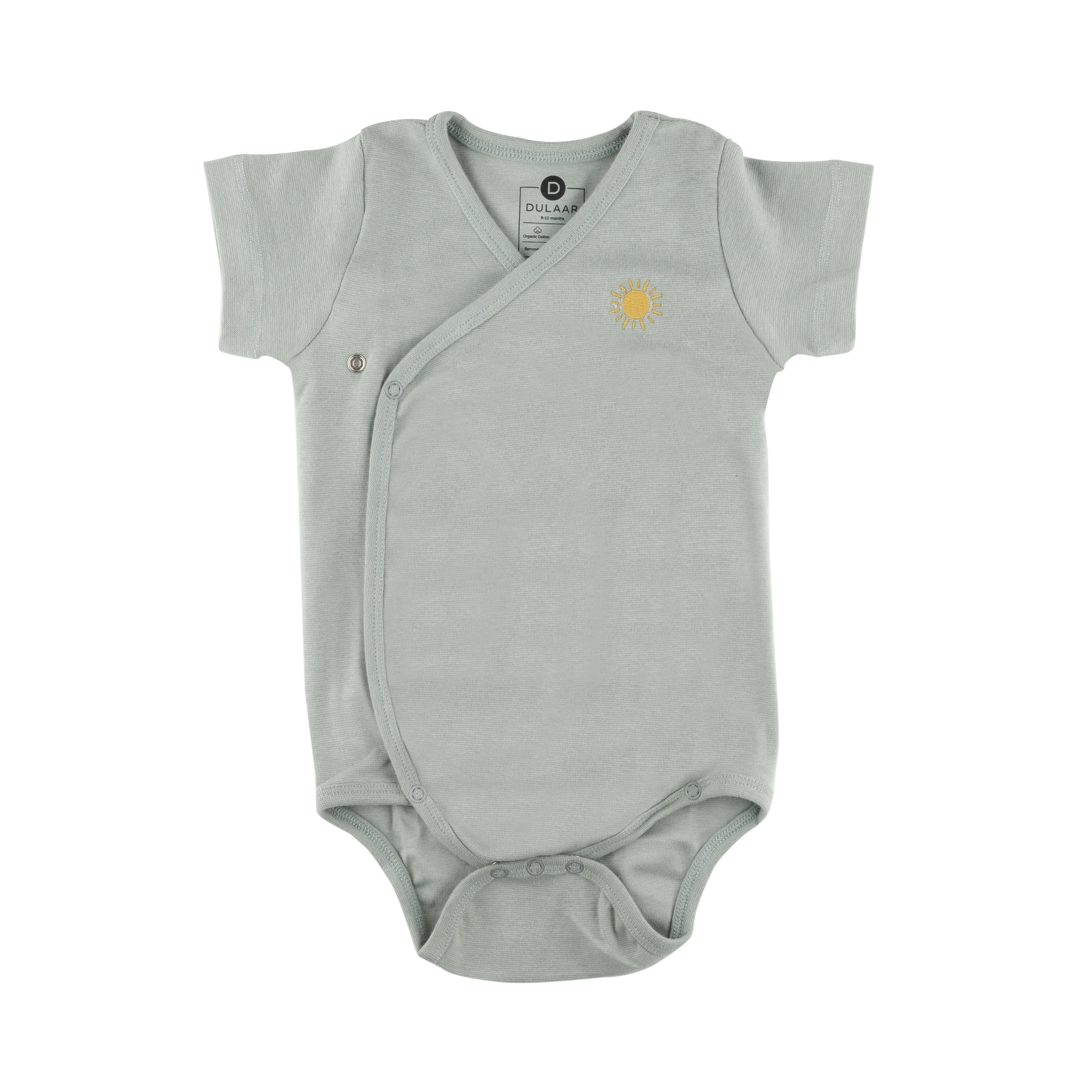 Dulaar Organic Ribbed Cotton Onesie - Natural Sage