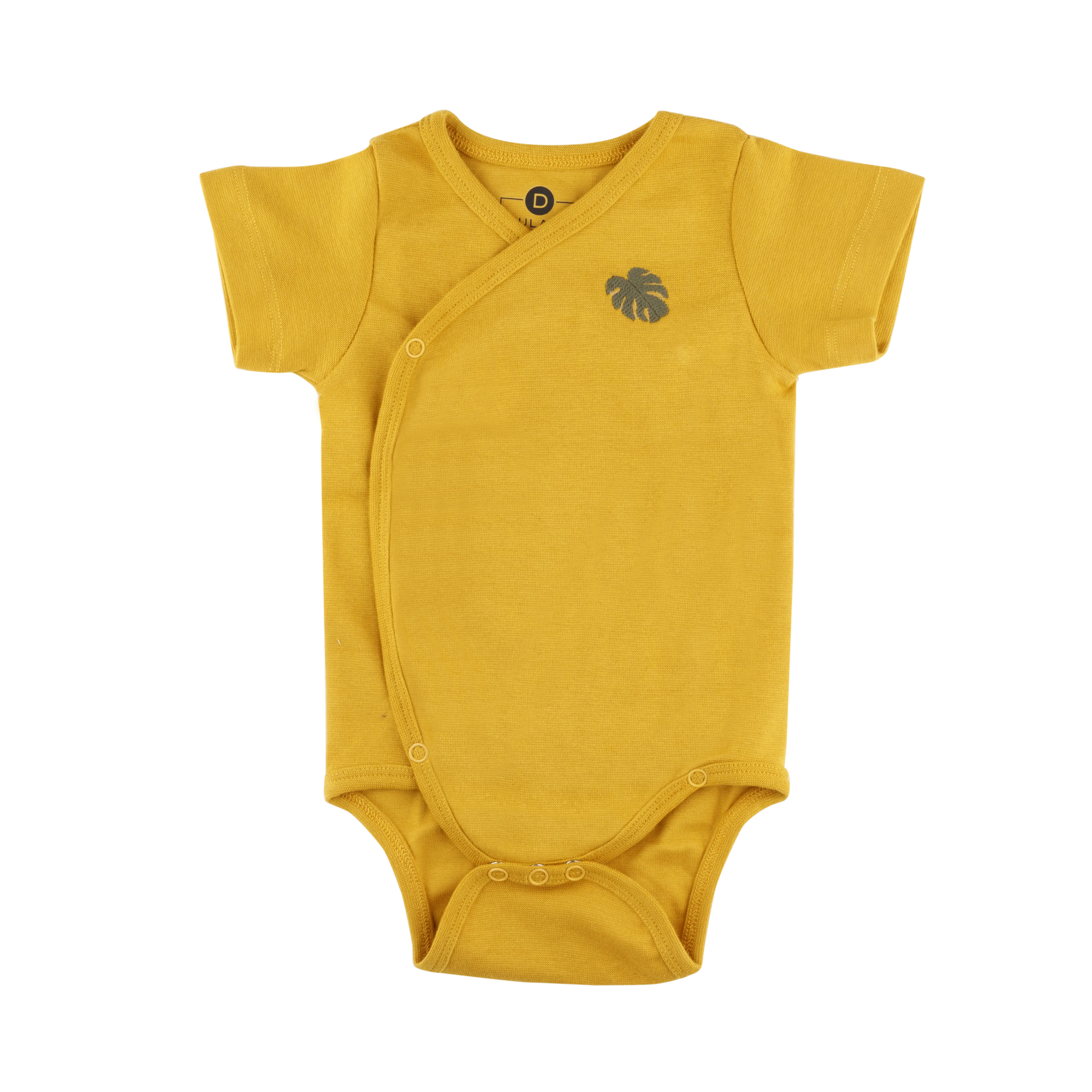 Dulaar Organic Ribbed Cotton Onesie - Sunny Mustard