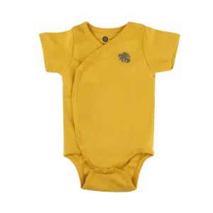 Dulaar Organic Ribbed Cotton Onesie - Sunny Mustard