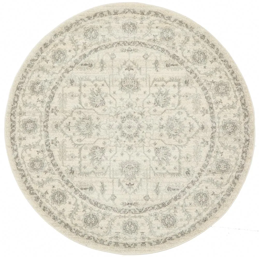 Esme Winter White Transitional Round Rug