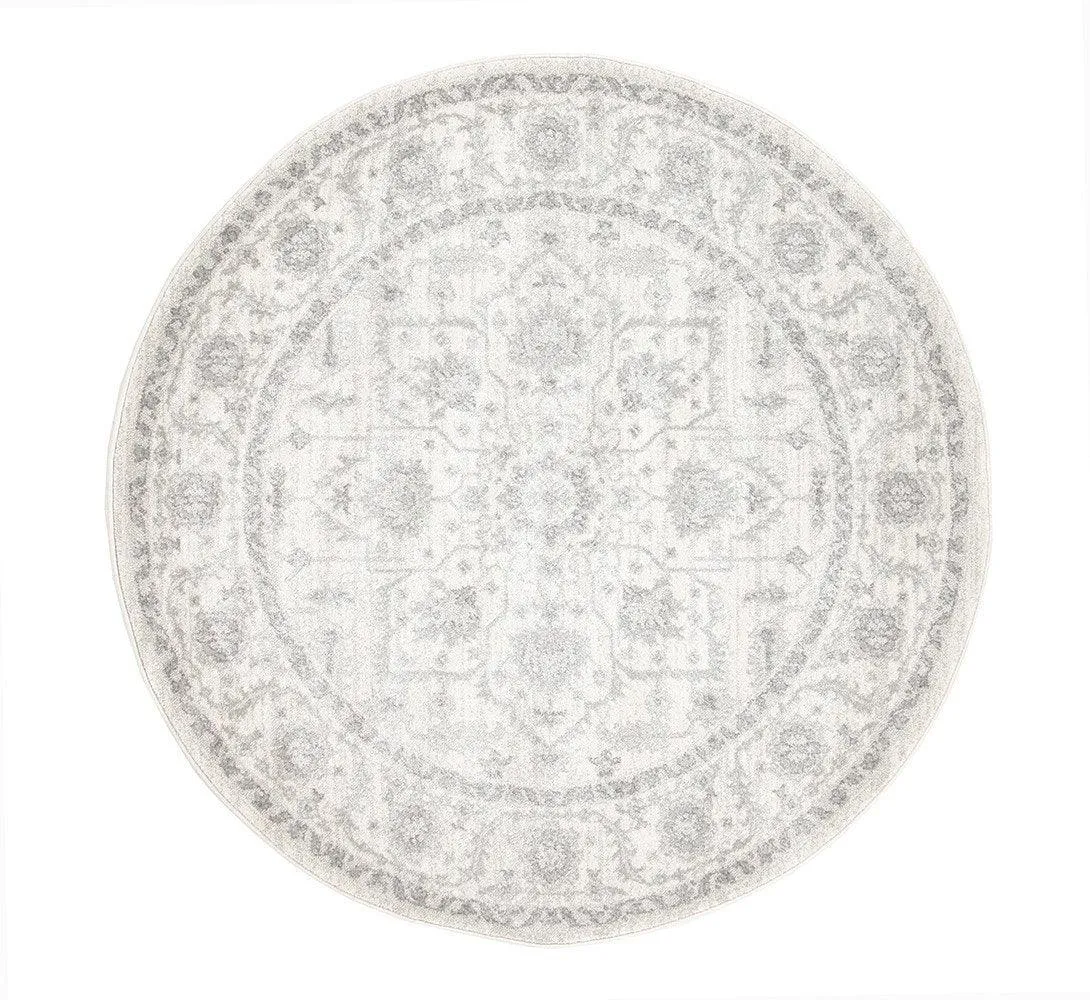 Esme Winter White Transitional Round Rug