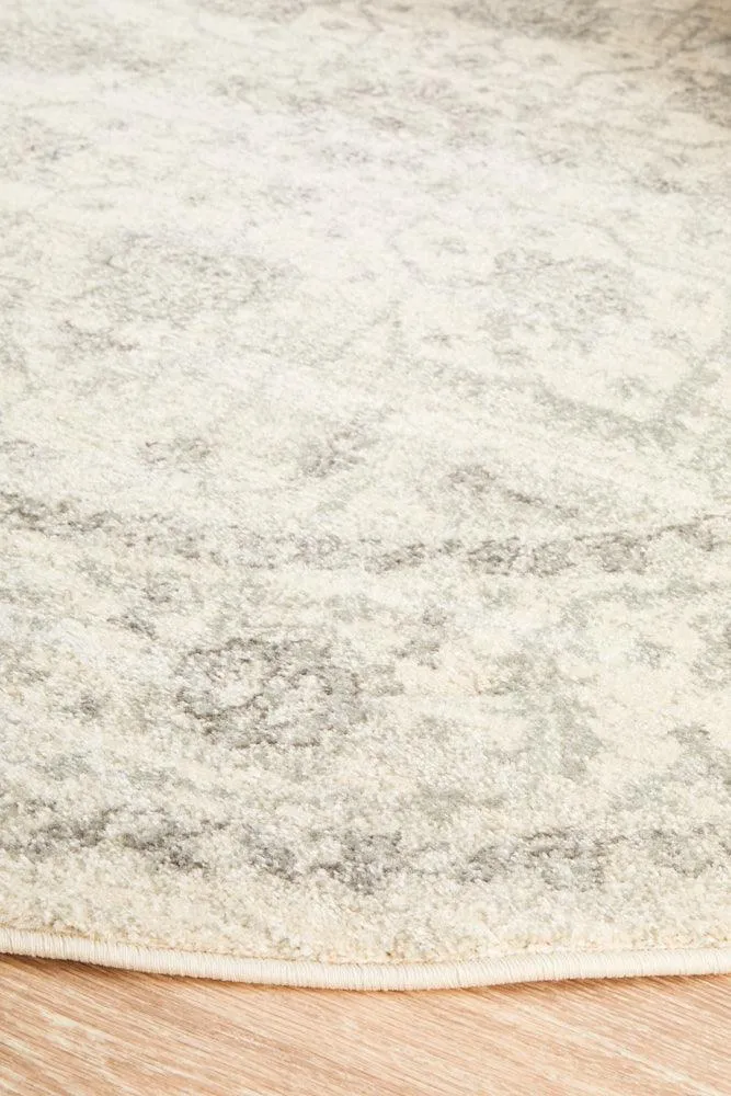 Esme Winter White Transitional Round Rug