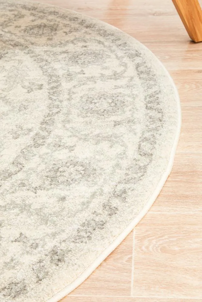 Esme Winter White Transitional Round Rug