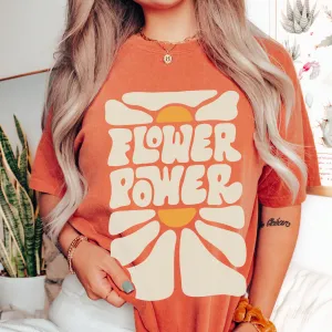 Flower Power Comfort Colors® Garment-Dyed T-shirt, Vintage Inspired '70's Design, Trendy Unisex-Size Tee, Summer or Spring T-Shirt, Hippie Design
