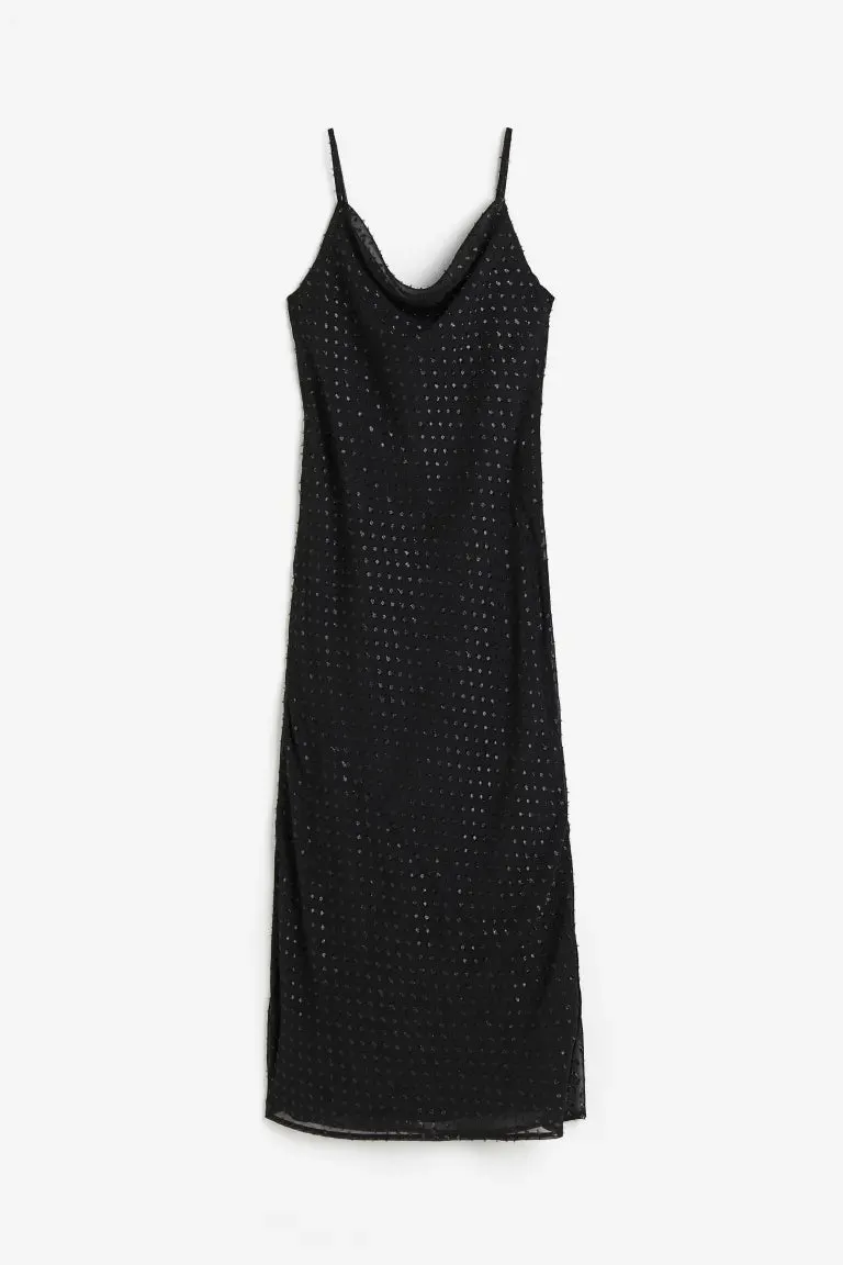 H&M plumetis sparkly slip dress, black