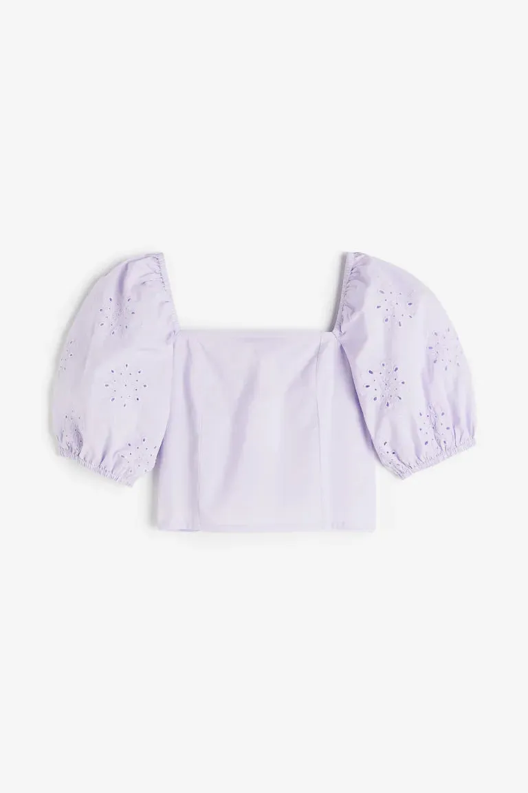 H&M puff sleeve blouse, lilac
