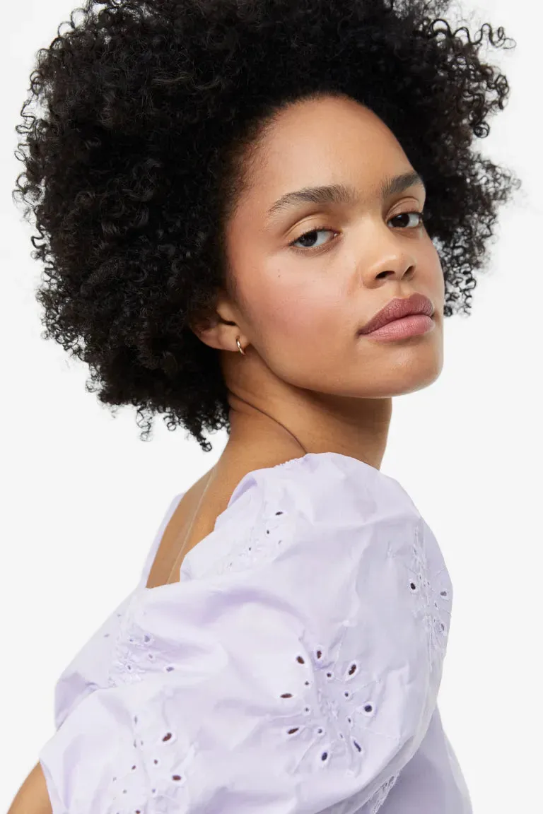 H&M puff sleeve blouse, lilac