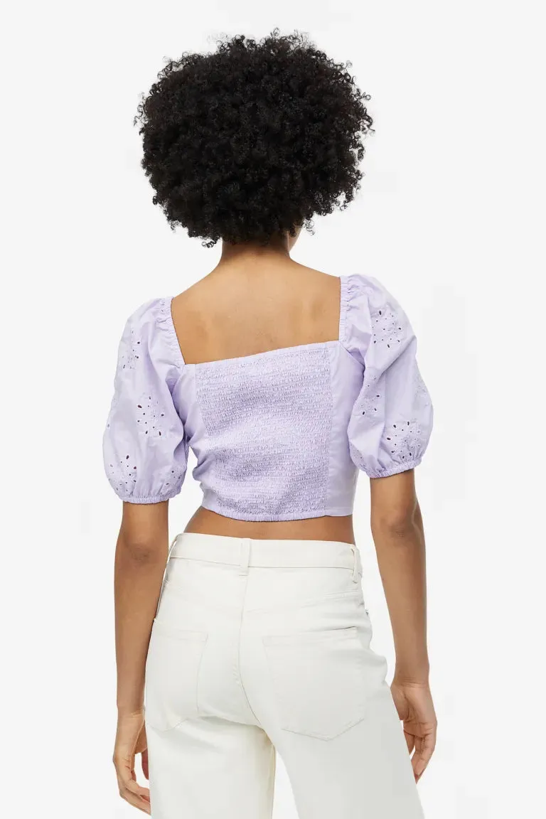 H&M puff sleeve blouse, lilac