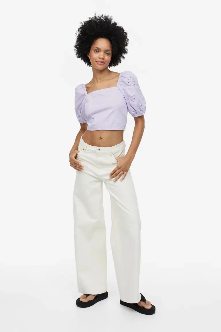 H&M puff sleeve blouse, lilac