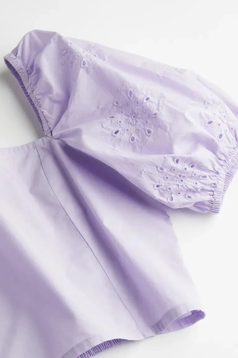 H&M puff sleeve blouse, lilac