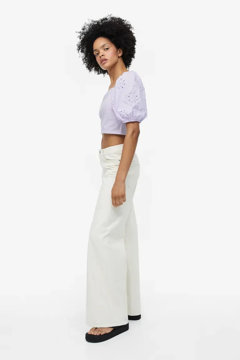 H&M puff sleeve blouse, lilac