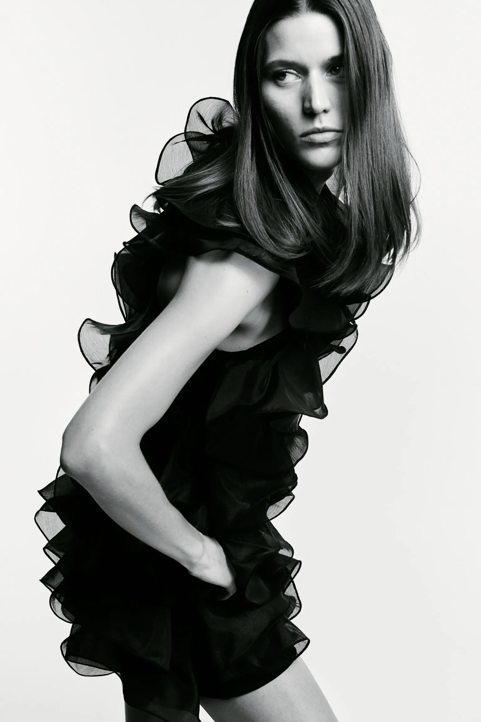 H&M Ruffled Mini Dress, black