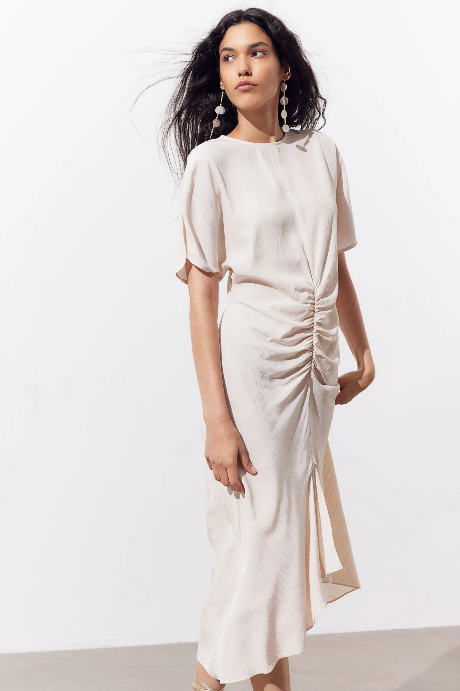 H&M Slit-sleeved dress, cream