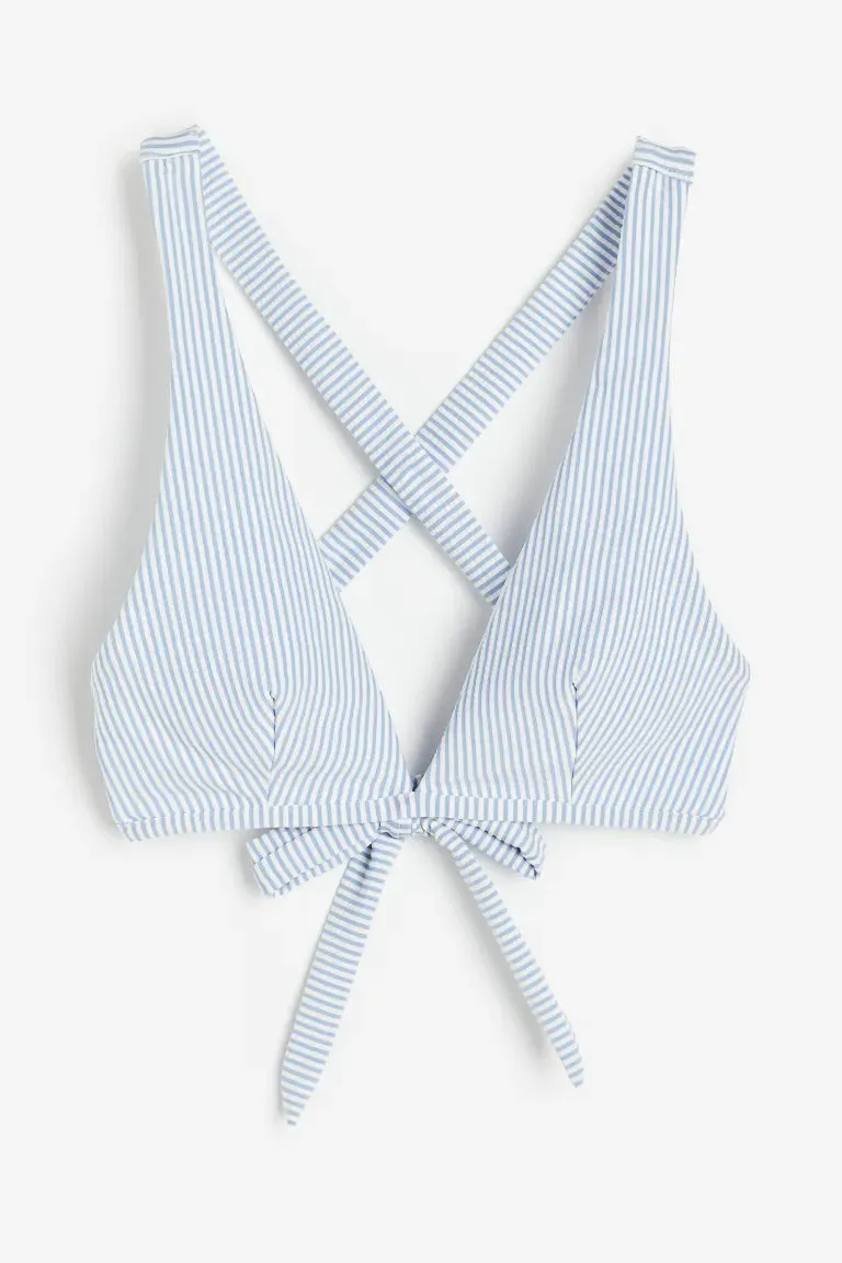 H&M soft bikini top, white/blue striped