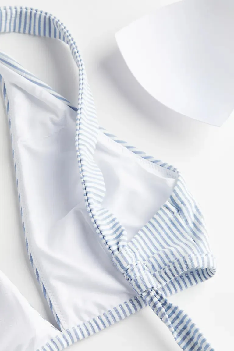 H&M soft bikini top, white/blue striped