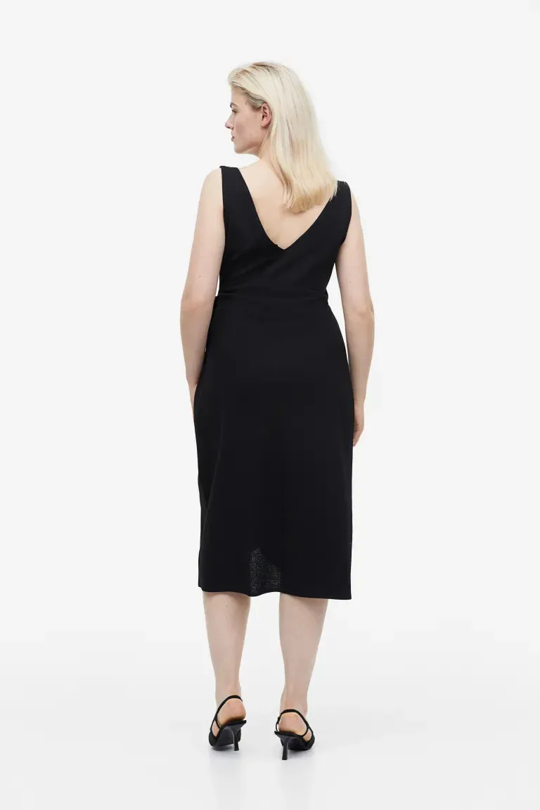H&M V-neck wrap dress, black