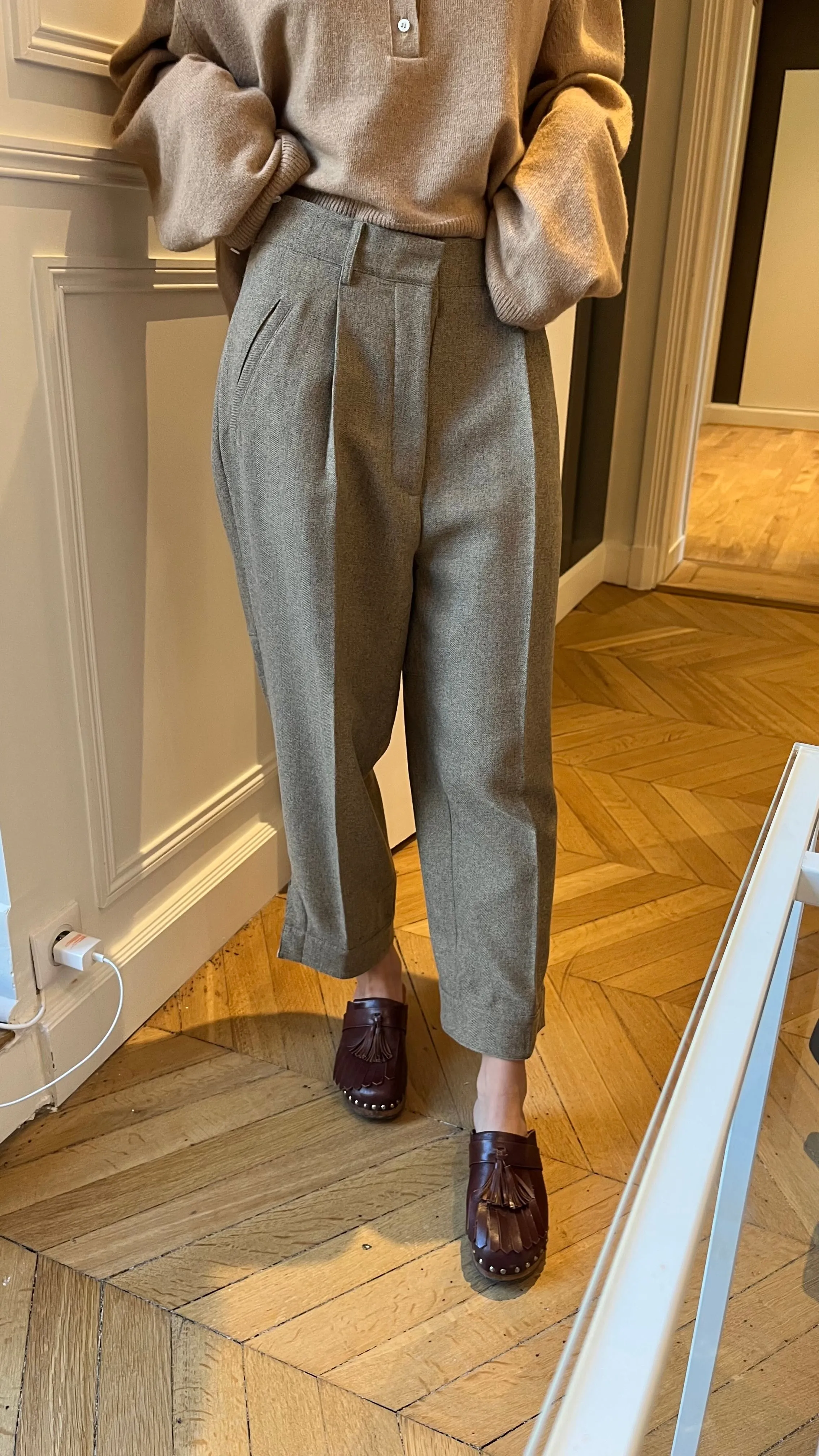 Jejia John Pants in White Chevron