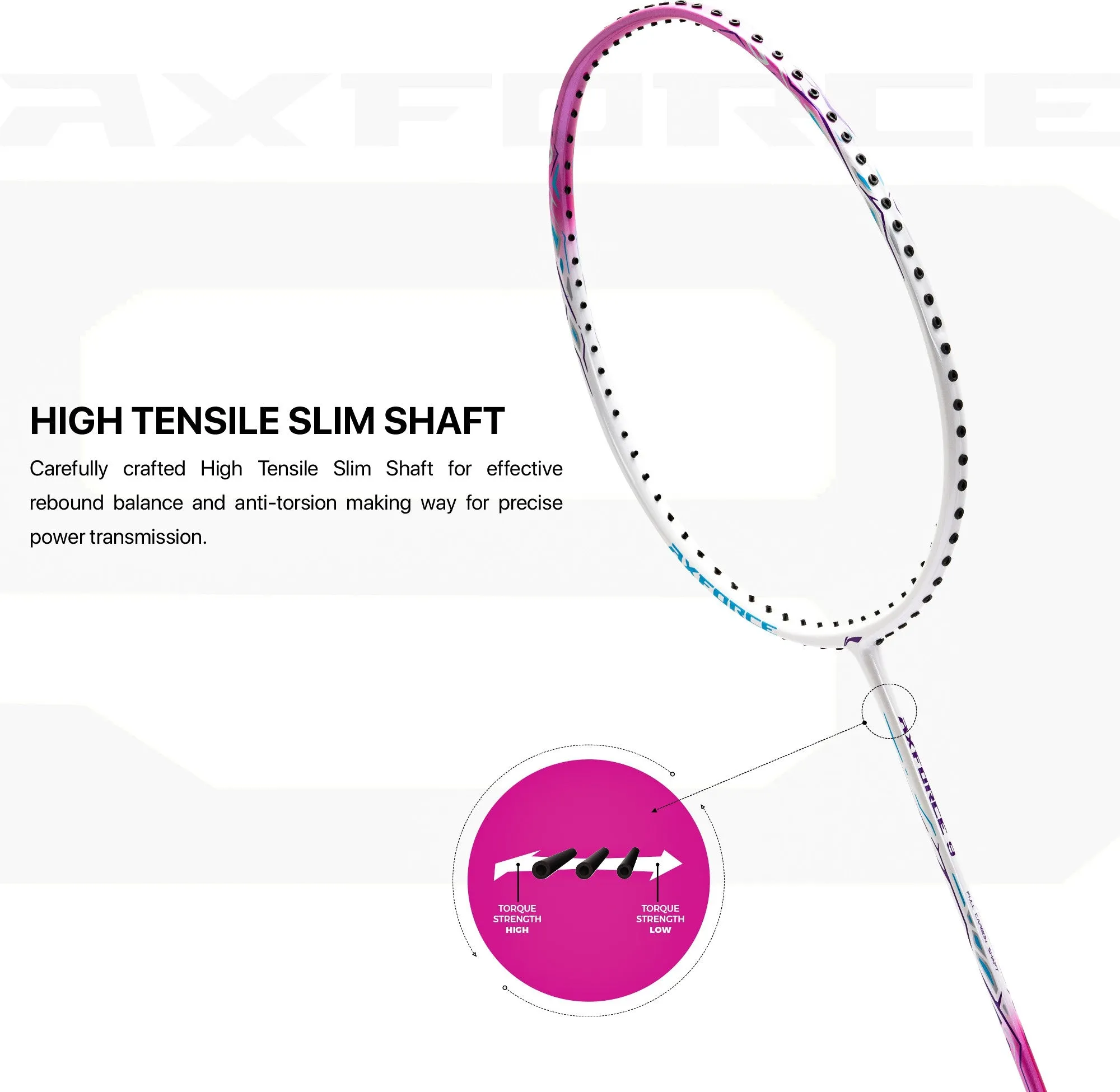 Li-Ning Axforce Strung Badminton Racquet (White / Pink)