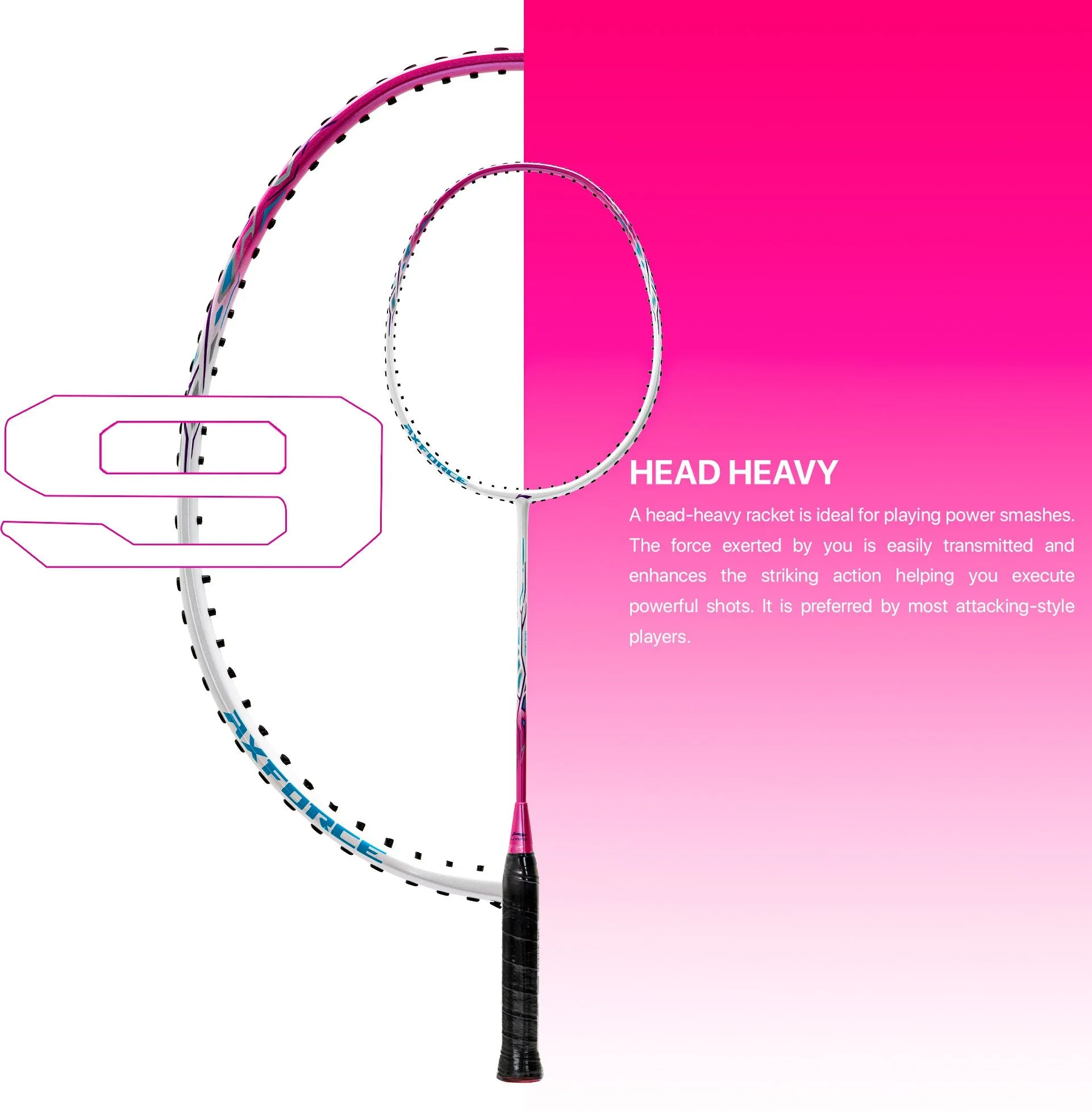 Li-Ning Axforce Strung Badminton Racquet (White / Pink)