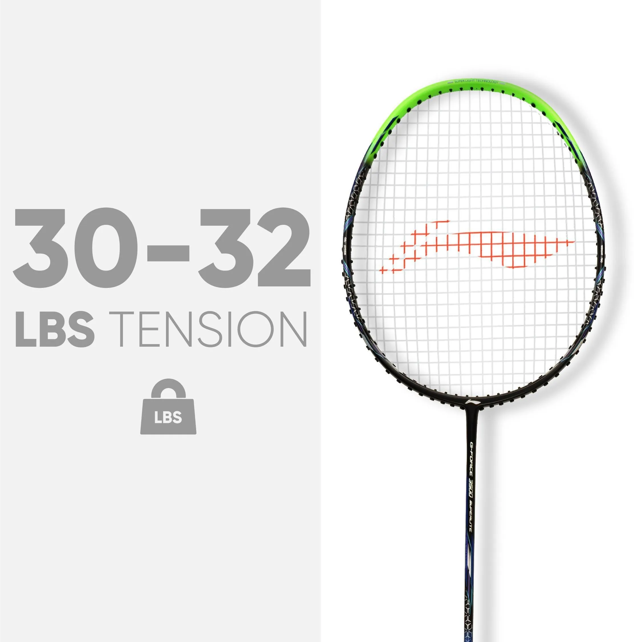 Li-Ning G-Force 3500 Superlite Strung Badminton Racquet (Black / Green)