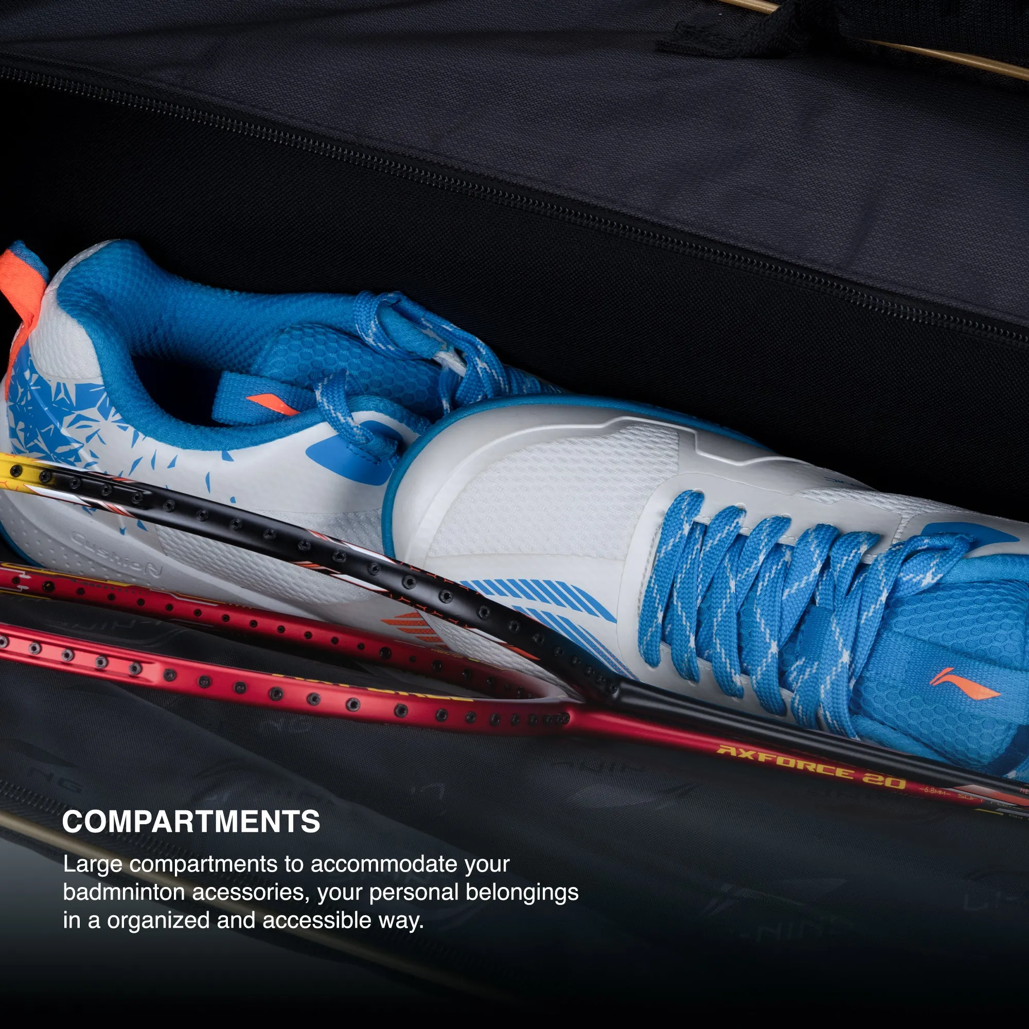 Li-Ning Stripe Badminton Kit Bag (Blue/Orange) (Size - L/50 L)