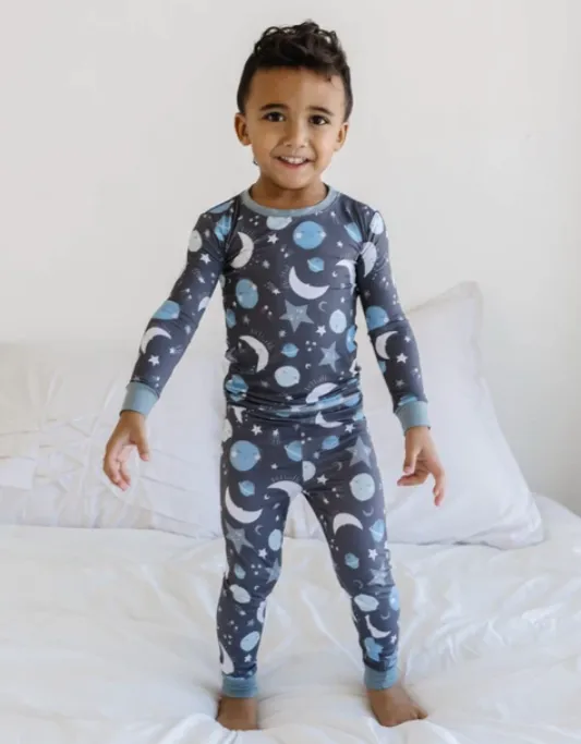 Little Sleepies - To the Moon and Back Bamboo/Viscose Pajamas in Blue