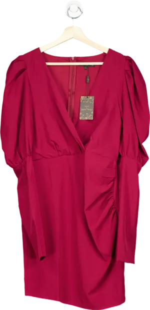 Love & Other Things Red Puff Sleeve Dress UK L
