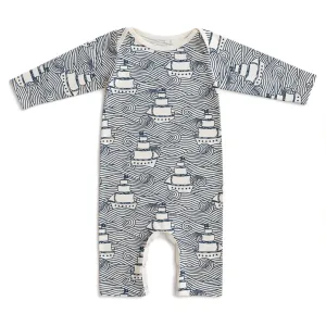 L/S Romper, High Seas Navy