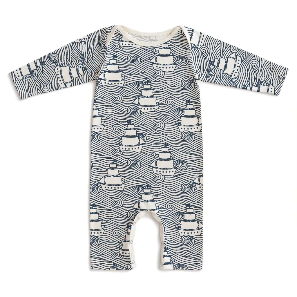 L/S Romper, High Seas Navy