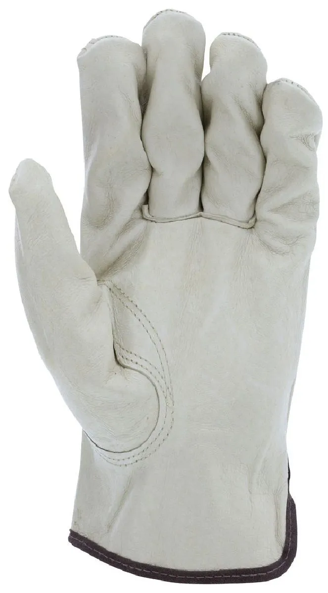 MCR Safety 3401 Unlined Grain Pigskin Leather, Drivers Work Gloves, Beige, Box of 12 Pairs